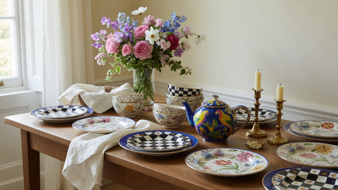 Handcrafted colorful tabletop