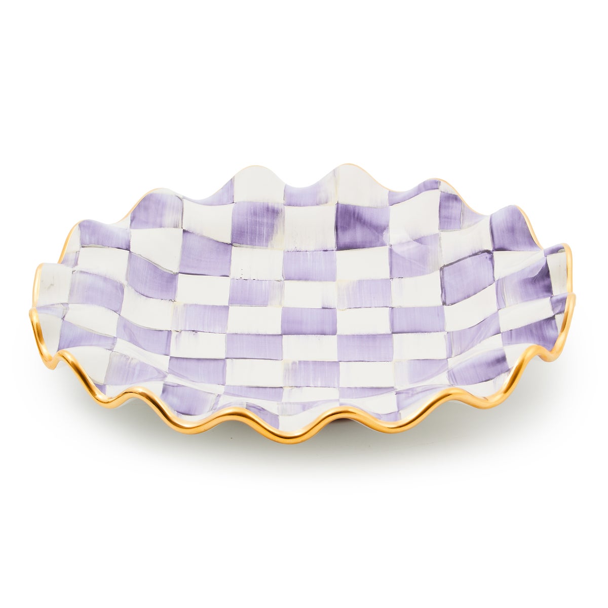 Violet Check Ceramic Fluted Dinner Plate - Image 3