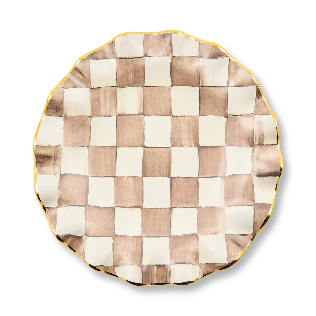 Mocha Check Ceramic Fluted Dessert Plate - Image 3