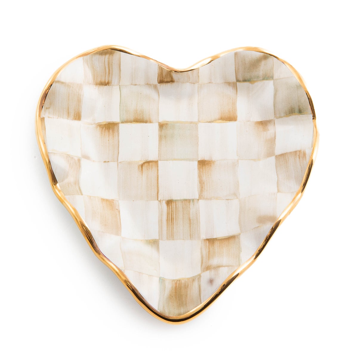 Parchment Check Fluted Heart Plate