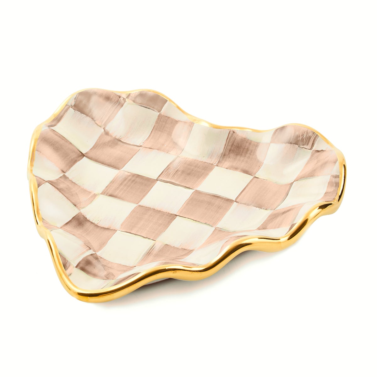 Mocha Check Ceramic Heart Plate - Image 3
