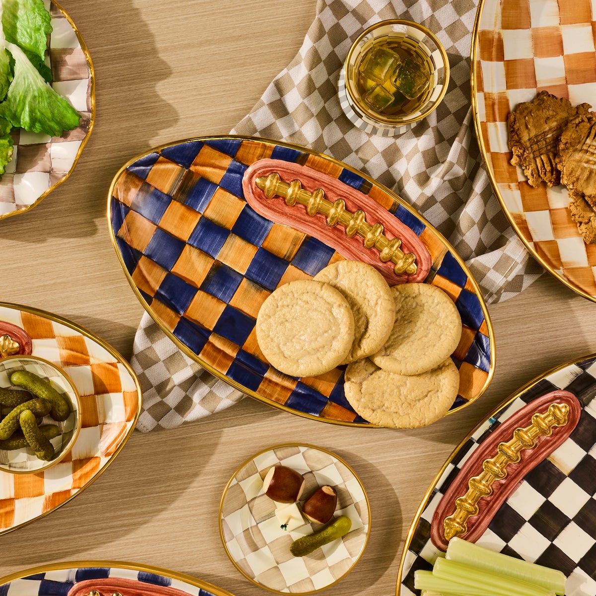 Ginger & Indigo Check Football Platter - Image 2