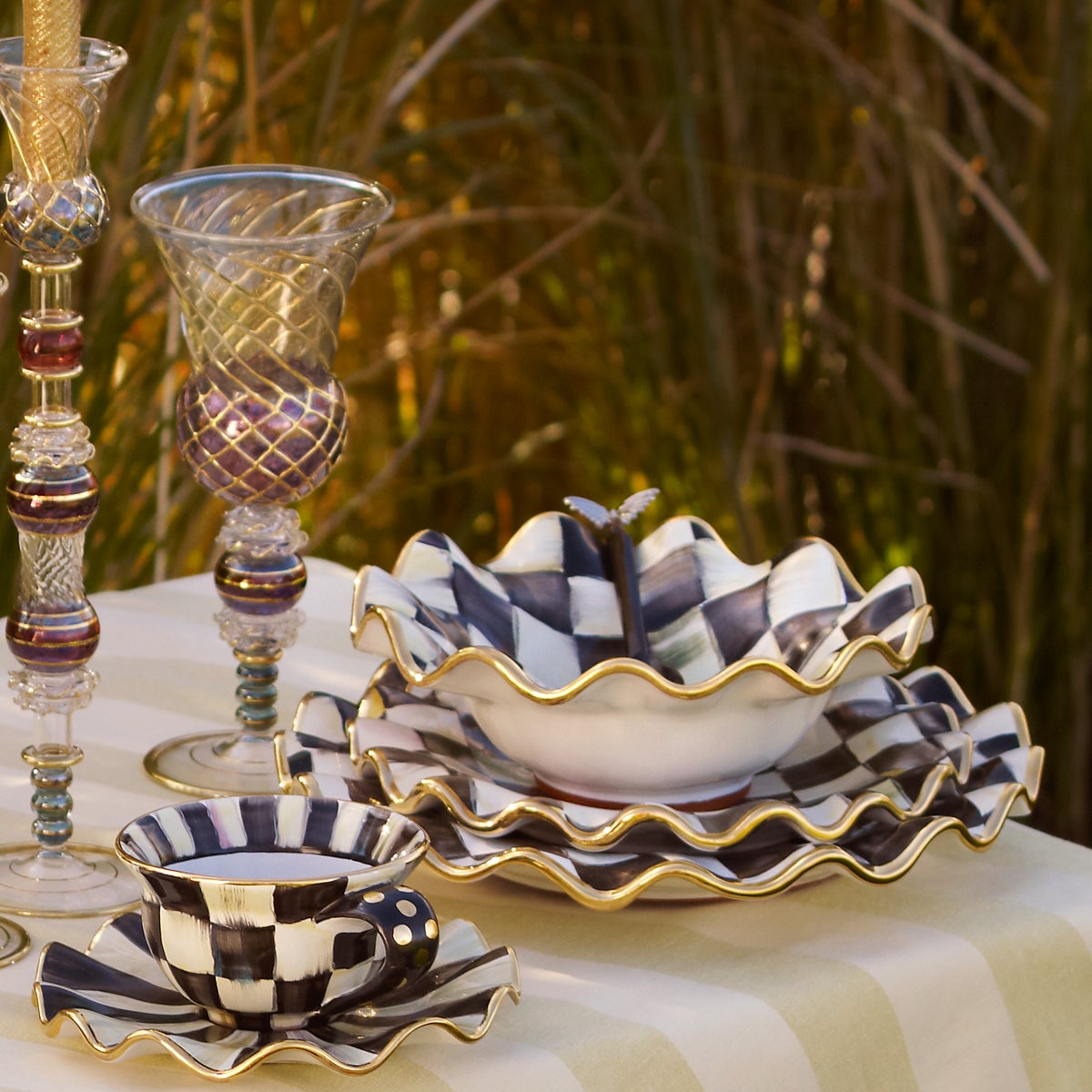 Courtly Check Ceramic Fluted Breakfast Bowl - Image 4