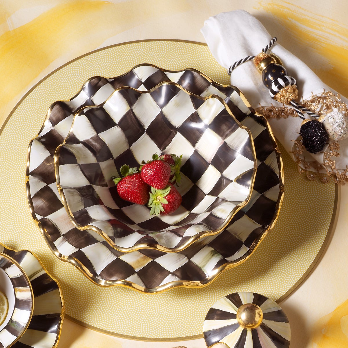 Courtly Check Ceramic Fluted Breakfast Bowl - Image 8