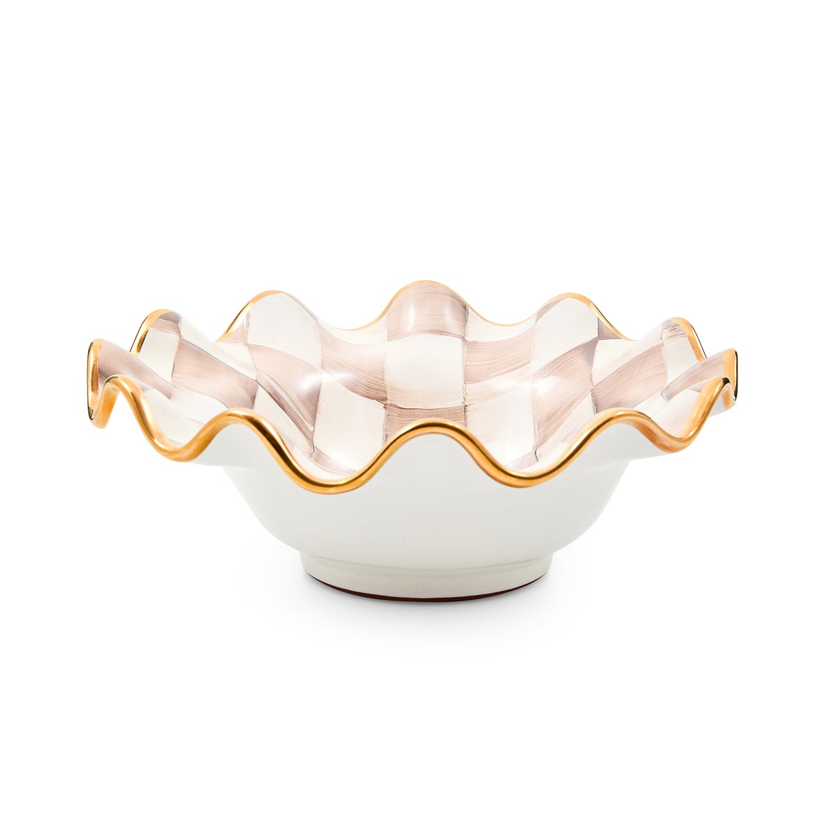 Mocha Check Ceramic Fluted Breakfast Bowl