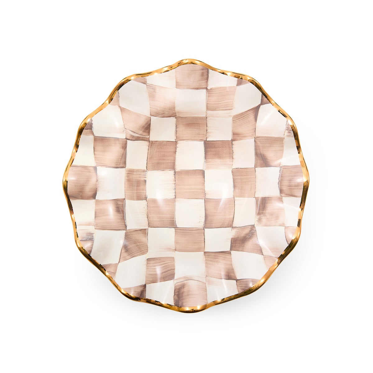Mocha Check Ceramic Fluted Breakfast Bowl - Image 4