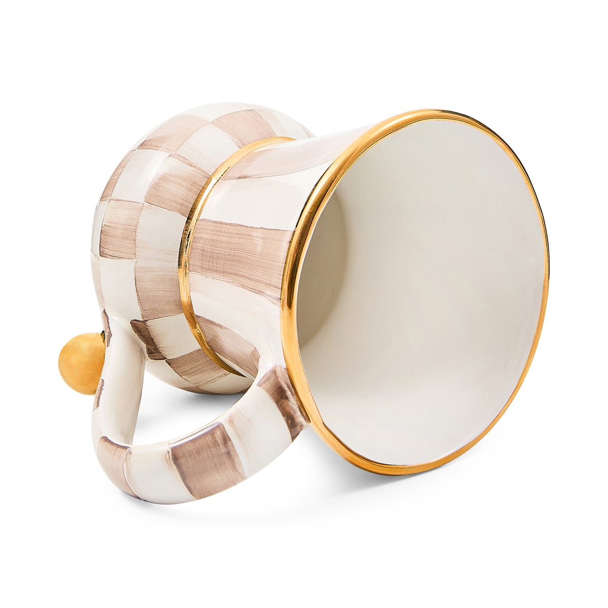 Mocha Check Ceramic Mug - Image 3