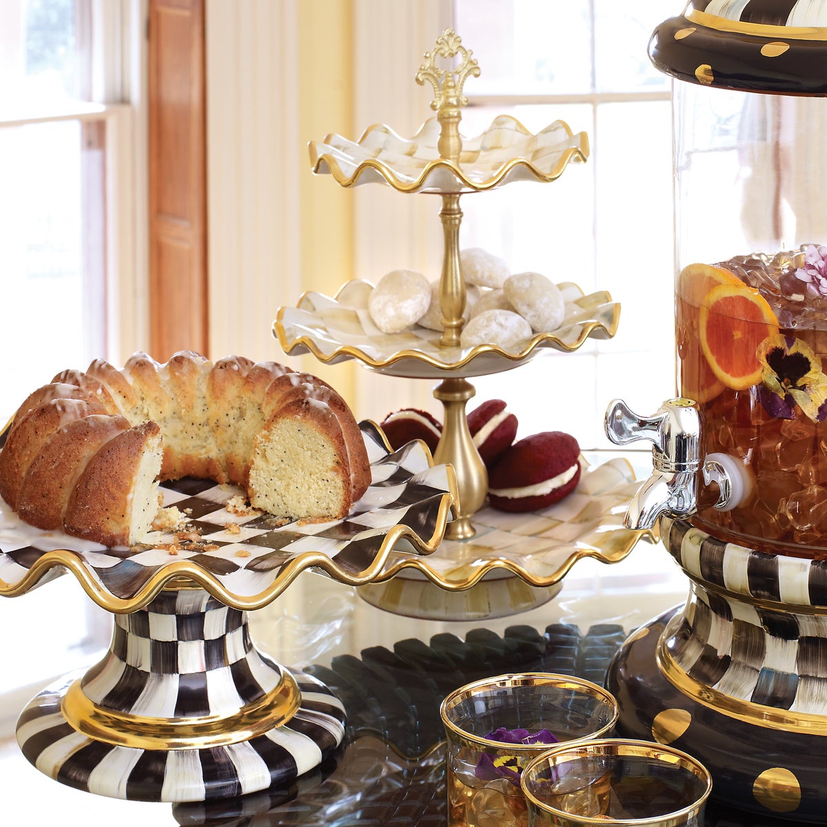 Parchment Check Three Tier Sweet Stand - Image 5