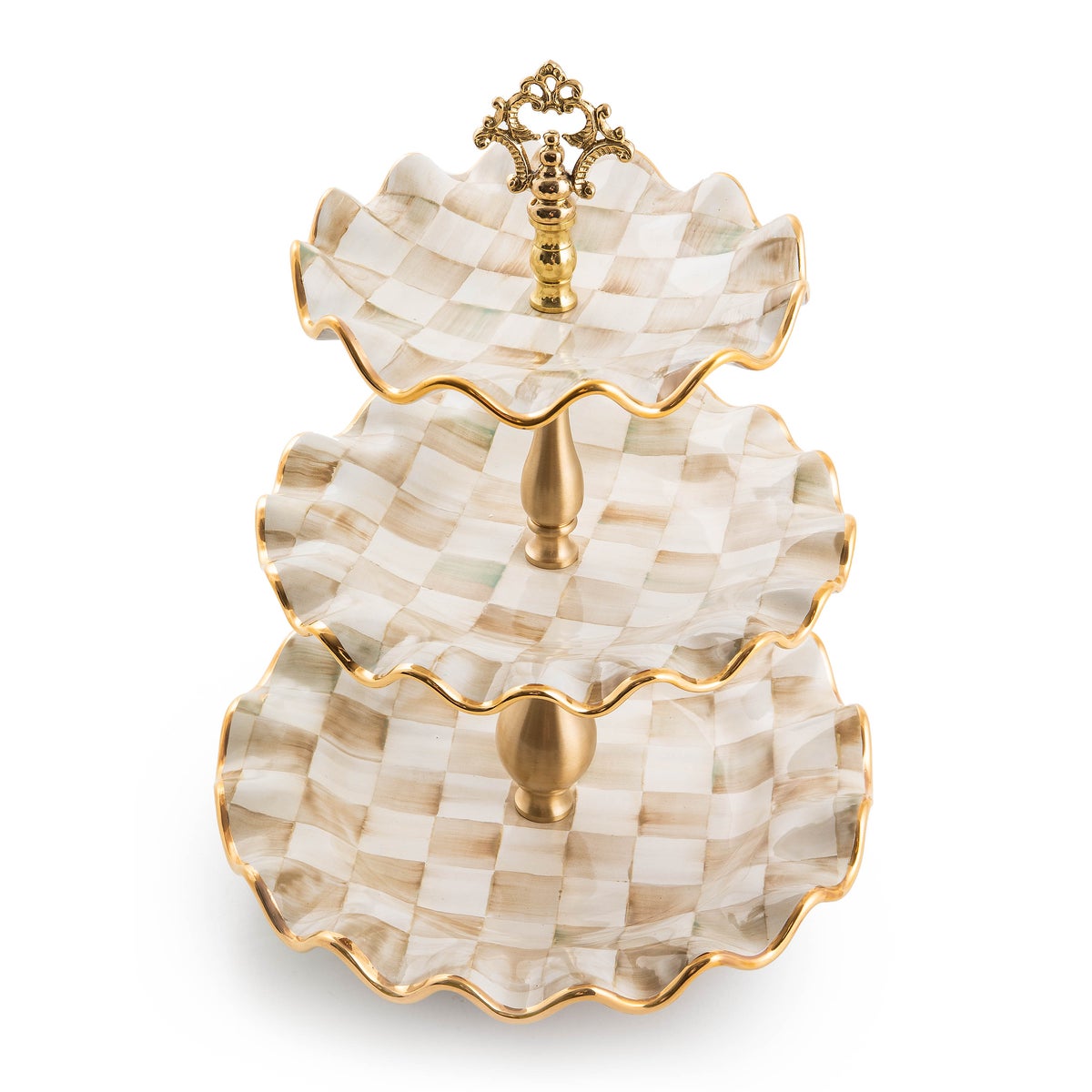 Parchment Check Three Tier Sweet Stand - Image 7