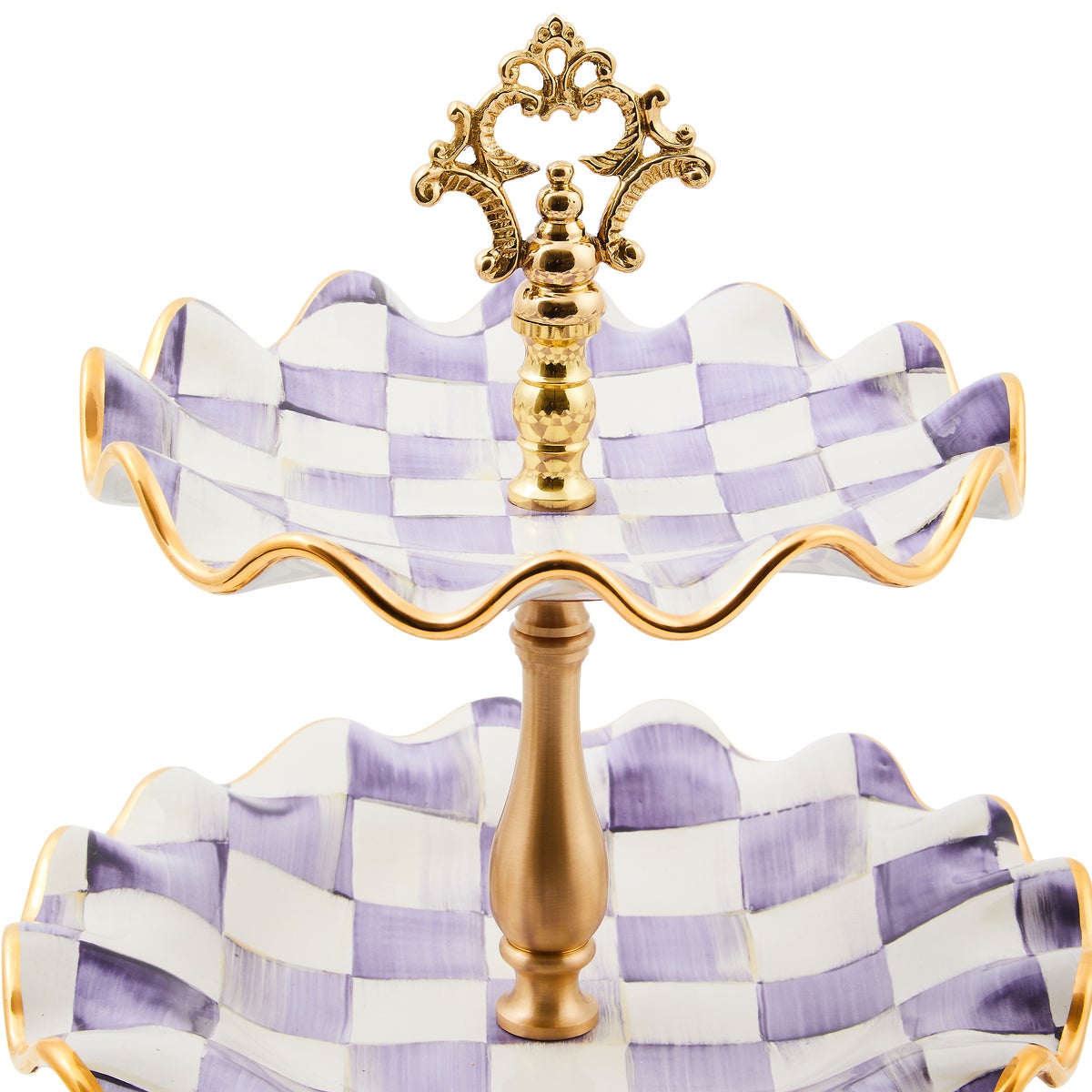 Violet Check Ceramic Three Tier Sweet Stand - Image 2
