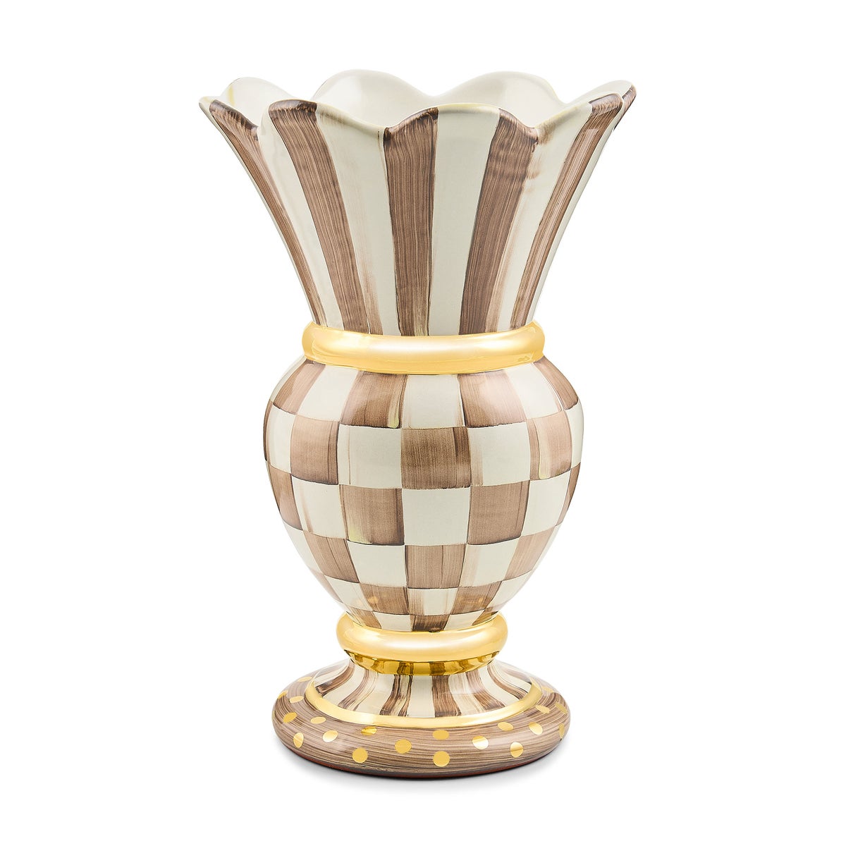 Mocha Check Ceramic Great Vase