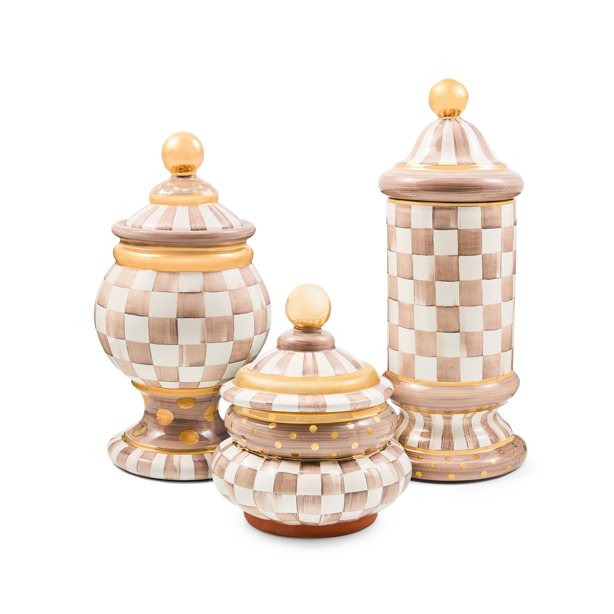 Mocha Check Ceramic Groovy Canister - Image 3