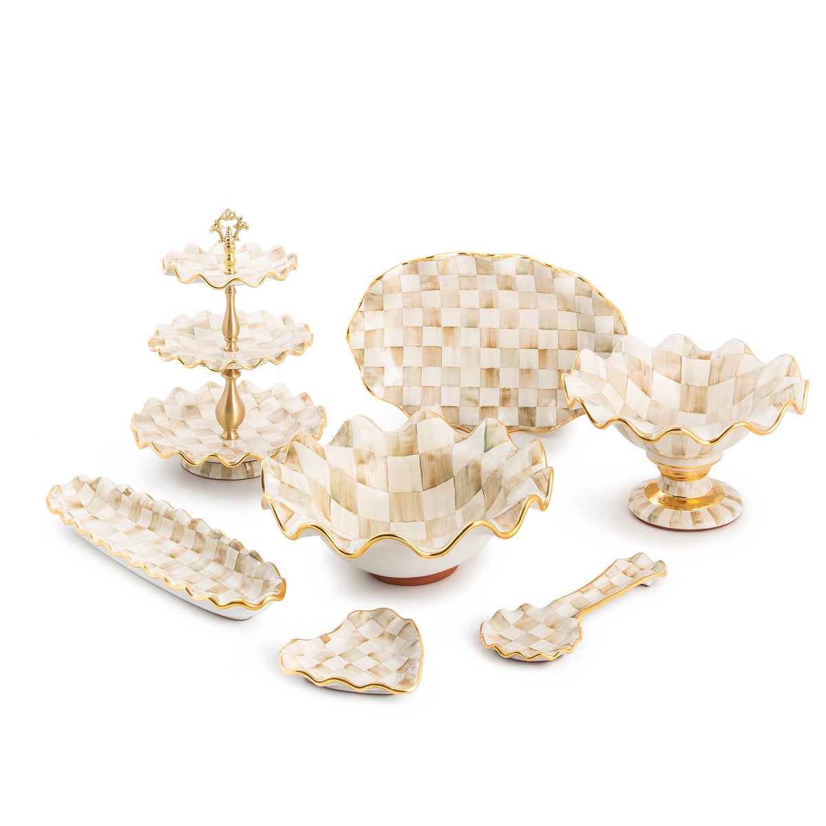 Parchment Check Medium Fluted Serving Bowl - Image 2