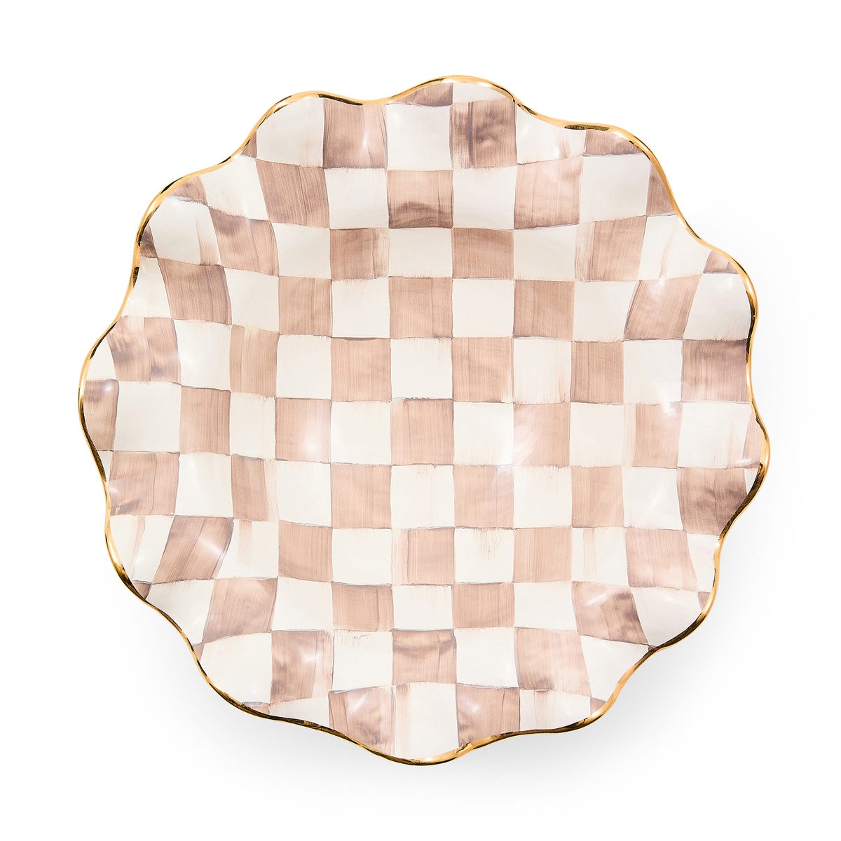 Mocha Check Ceramic Fluted Serving Bowl - Image 4