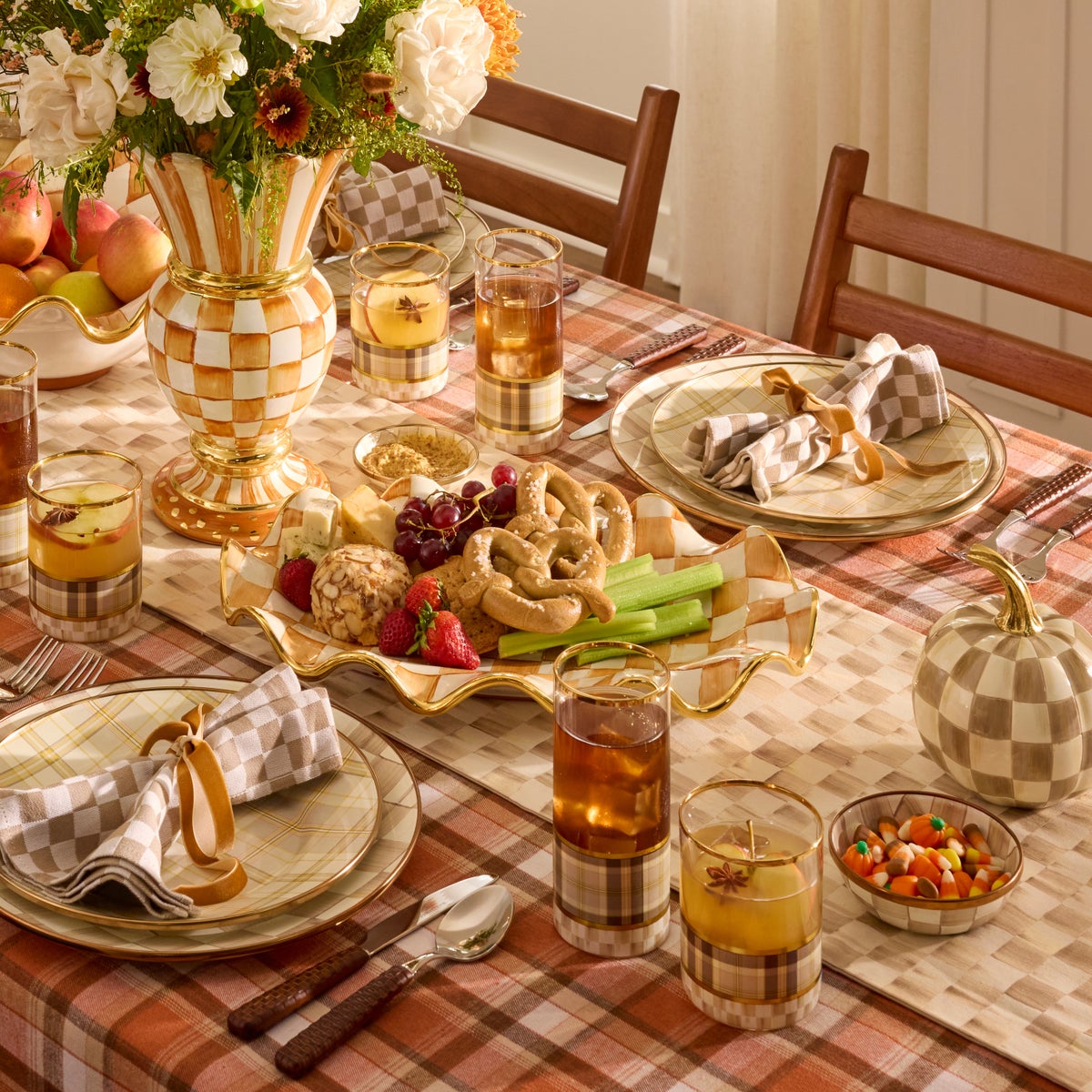 Ginger Check Ceramic Serving Platter - Image 3