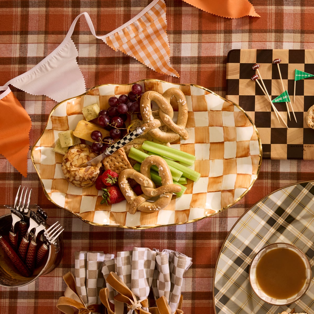 Ginger Check Ceramic Serving Platter - Image 5