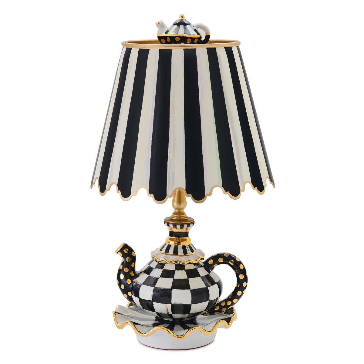 Courtly Check Ceramic Teapot Table Lamp