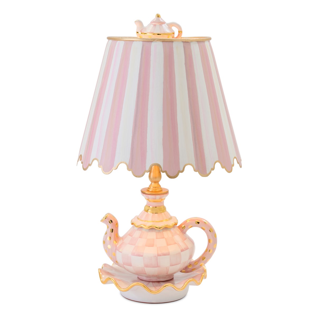 Rosy Check Ceramic Teapot Table Lamp - Image 4