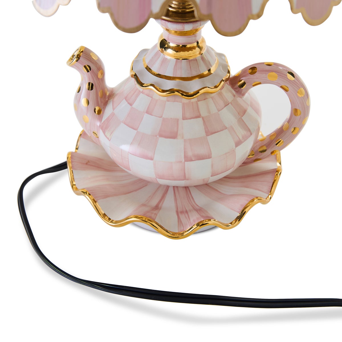 Rosy Check Ceramic Teapot Table Lamp - Image 5