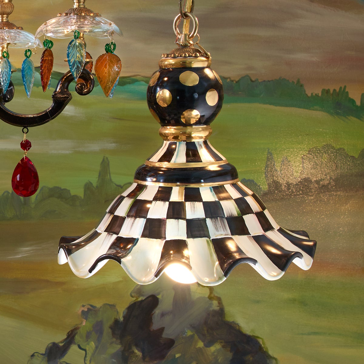 Courtly Check Medium Ceramic Pendant Lamp - Image 4