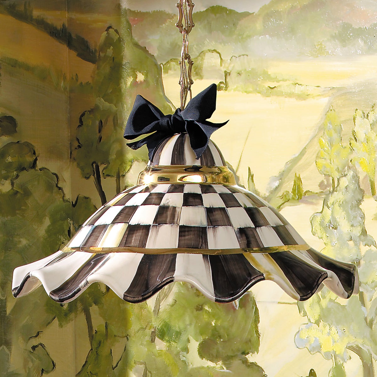 Courtly Check Ceramic Fluted Hanging Lamp - Image 3