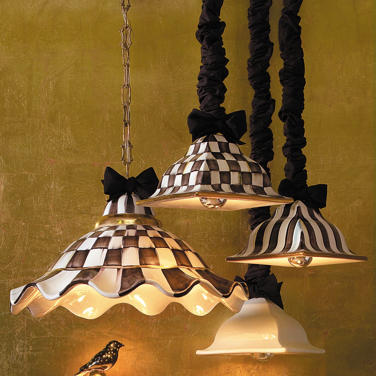 Courtly Check Ceramic Fluted Hanging Lamp - Image 4