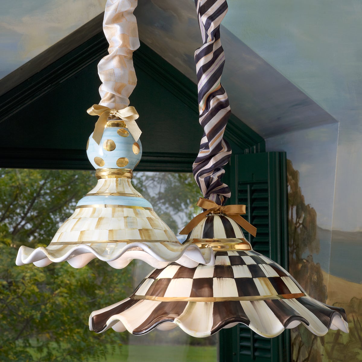 Courtly Check Ceramic Fluted Hanging Lamp - Image 6