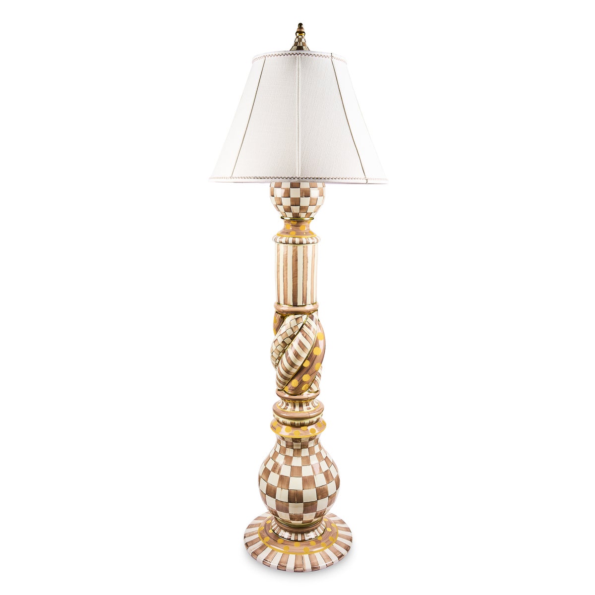 Mocha Check Ceramic Floor Lamp