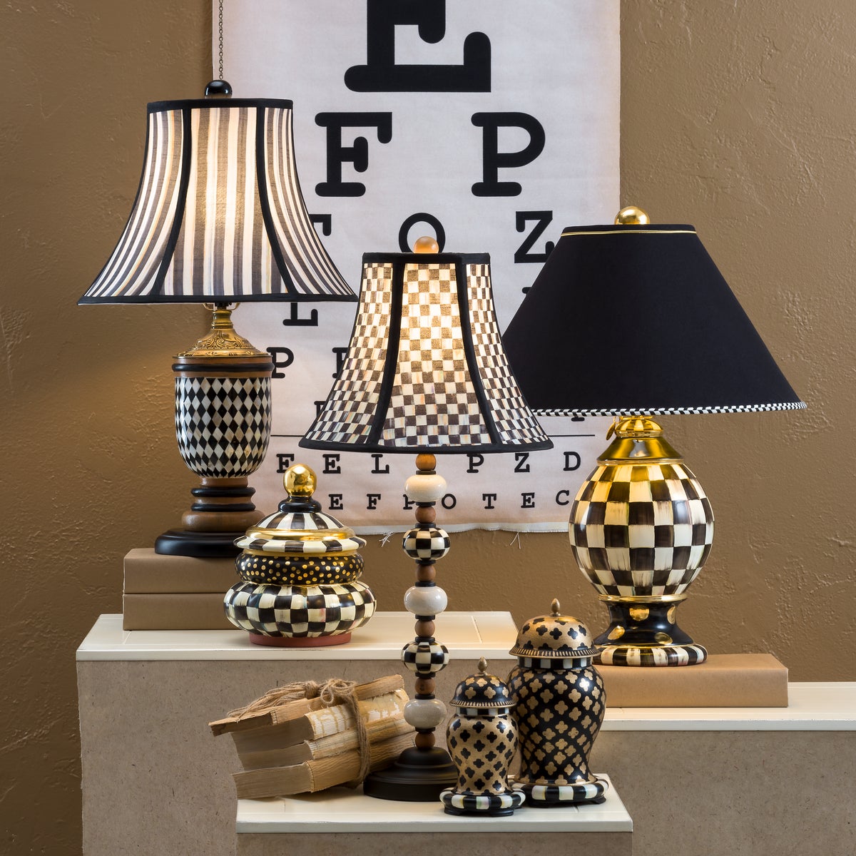 Courtly Check Ceramic Globe Lamp - Image 2