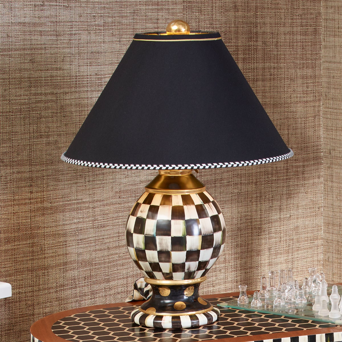 Courtly Check Ceramic Globe Lamp - Image 4