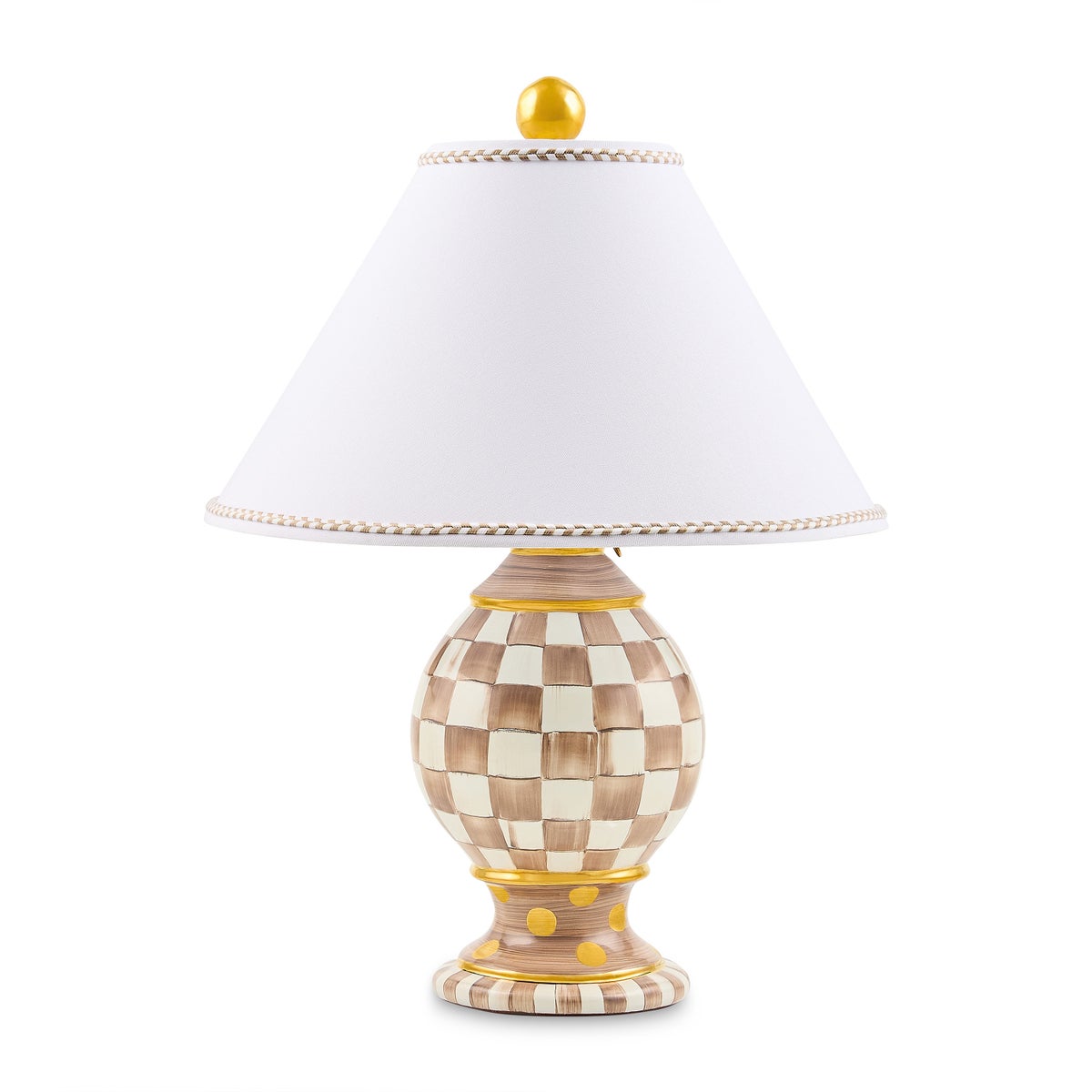 Mocha Check Ceramic Globe Lamp