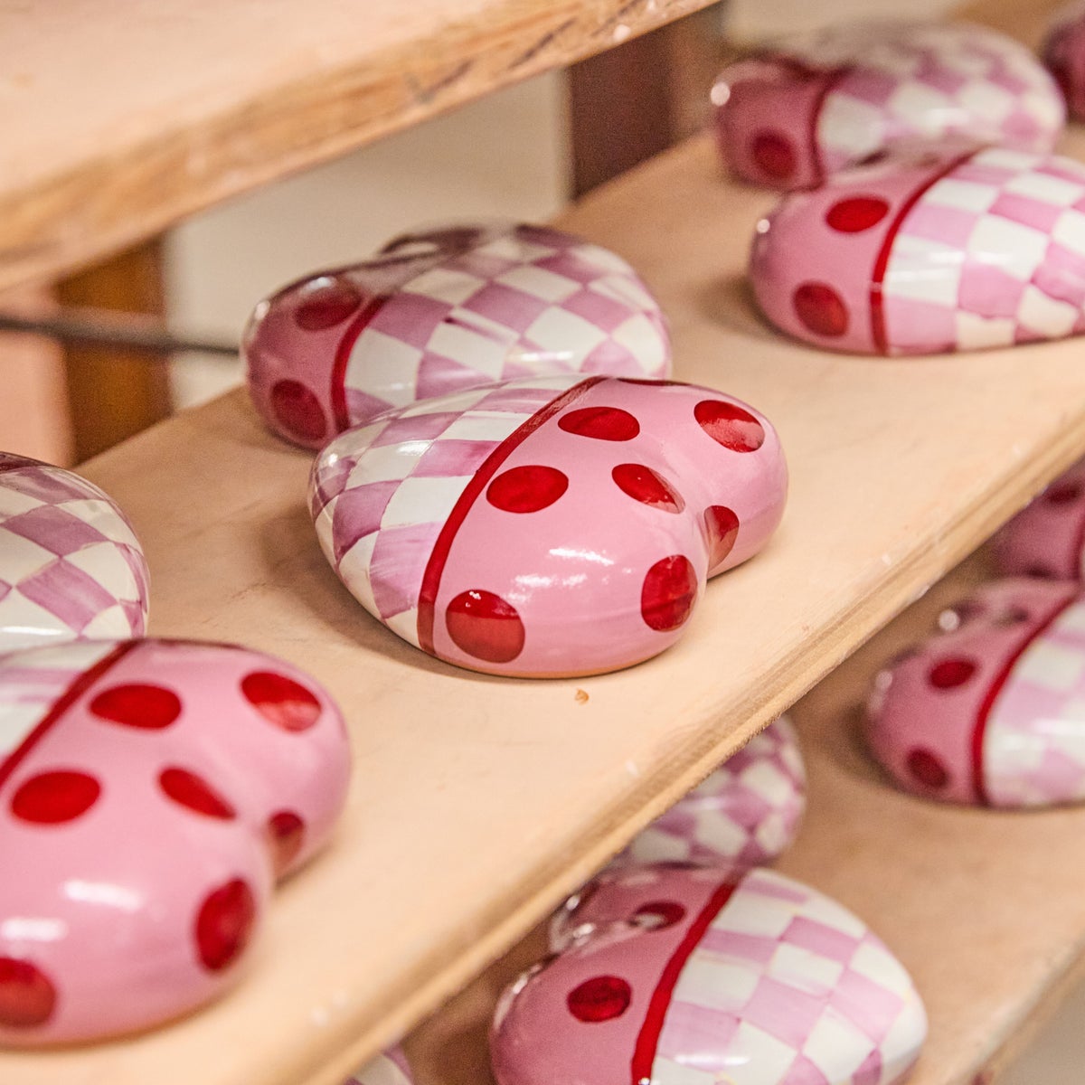 Pink Dotty Heart Ceramic Decor - Image 3