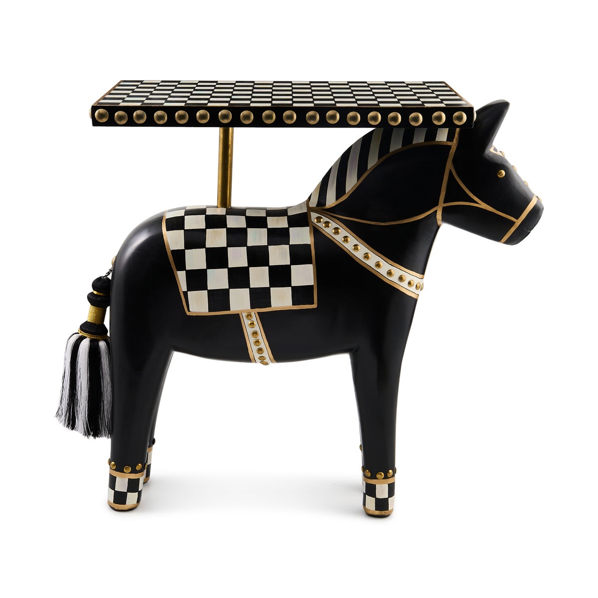 Courtly Check Carved Horse Table - Image 4
