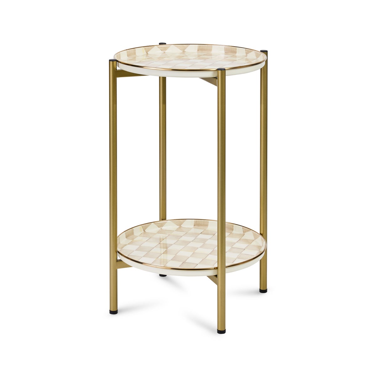 Mocha Check Enamel 2-Tier Cocktail Table