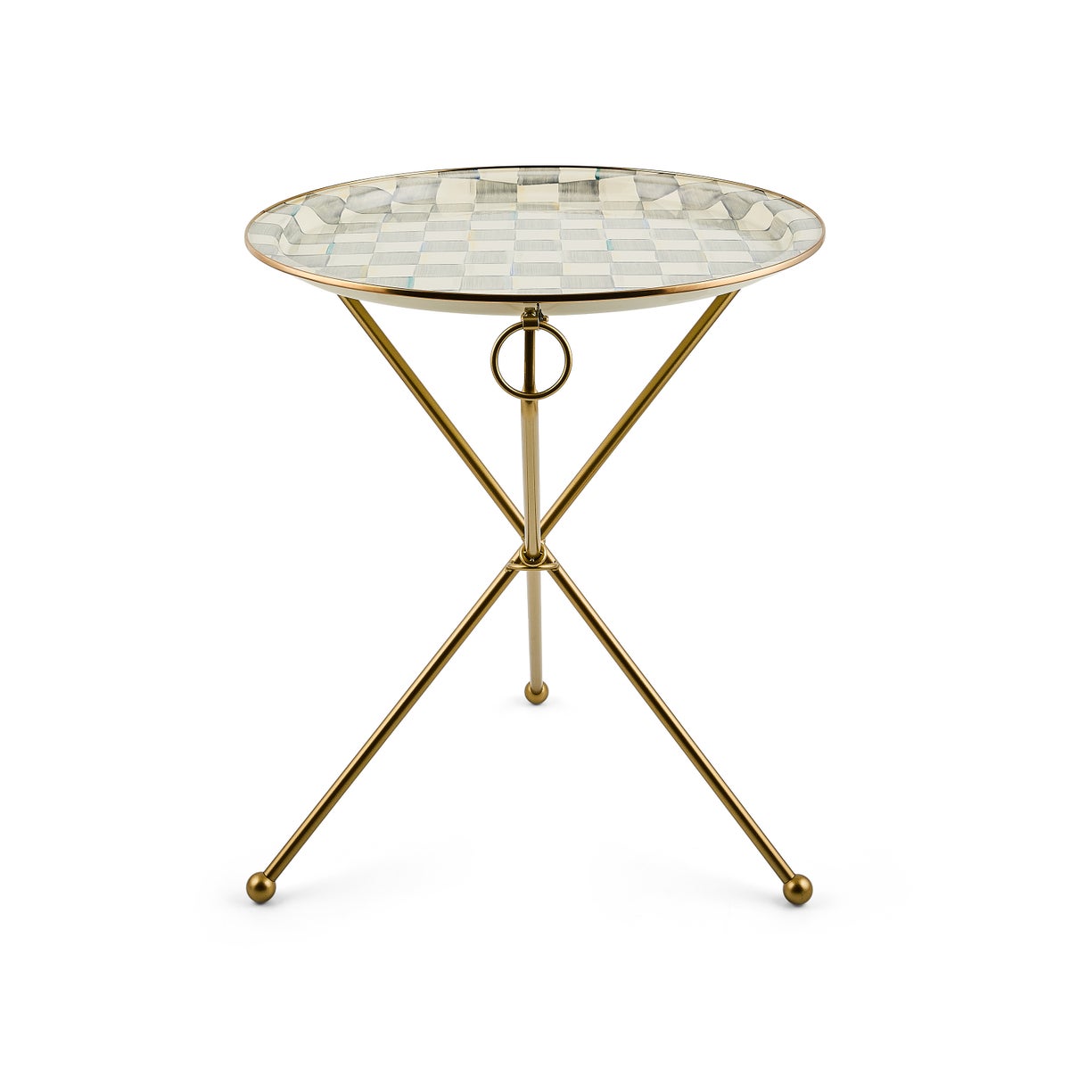 Sterling Check Enamel Tilt Accent Table