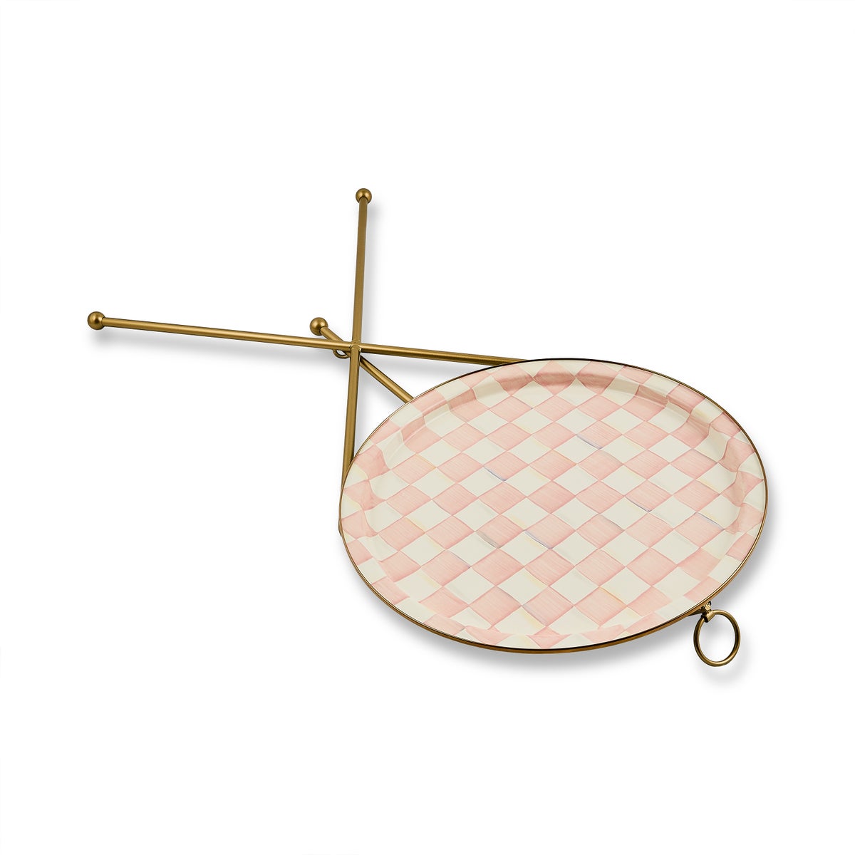 Rosy Check Enamel Tilt Accent Table - Image 4