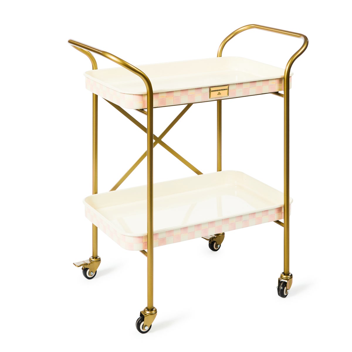 Rosy Check 2-Tier Kitchen Cart