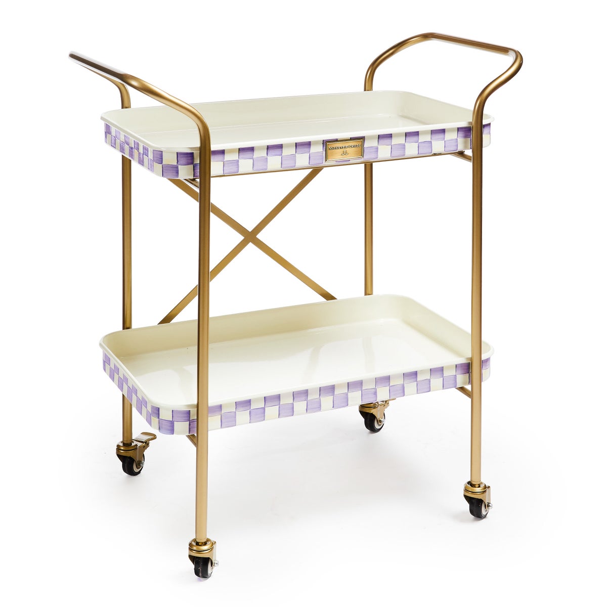 Violet Check 2-Tier Kitchen Cart