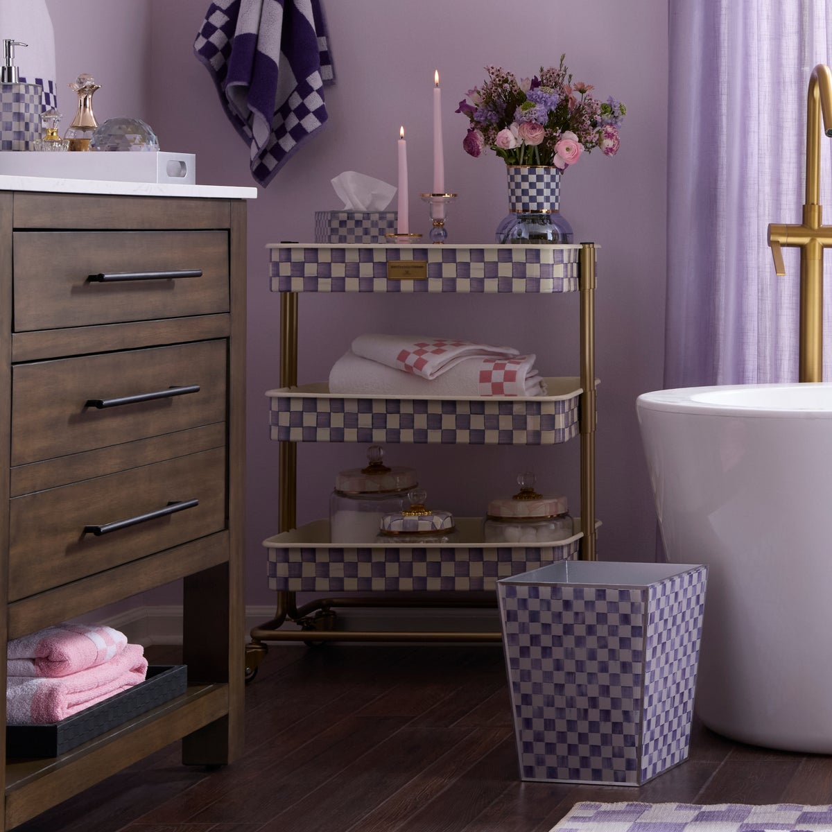 Violet Check 3-Tier Kitchen Cart - Image 3