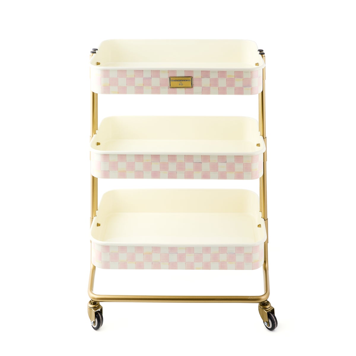 Rosy Check 3-Tier Kitchen Cart