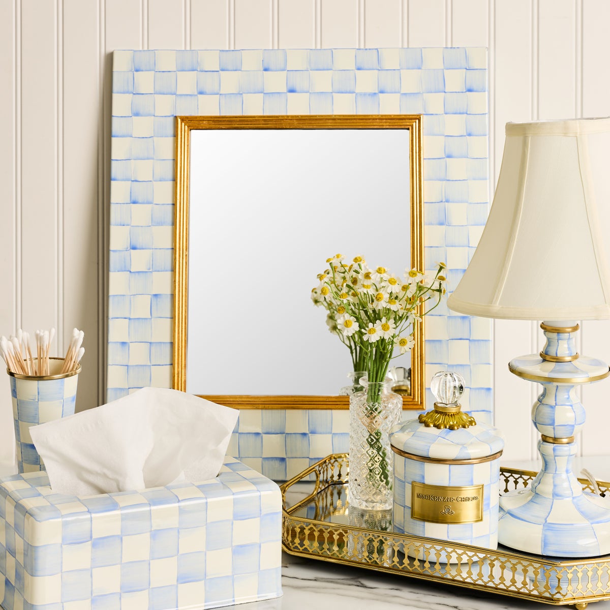Sky Check Enamel Wall Mirror - Image 3