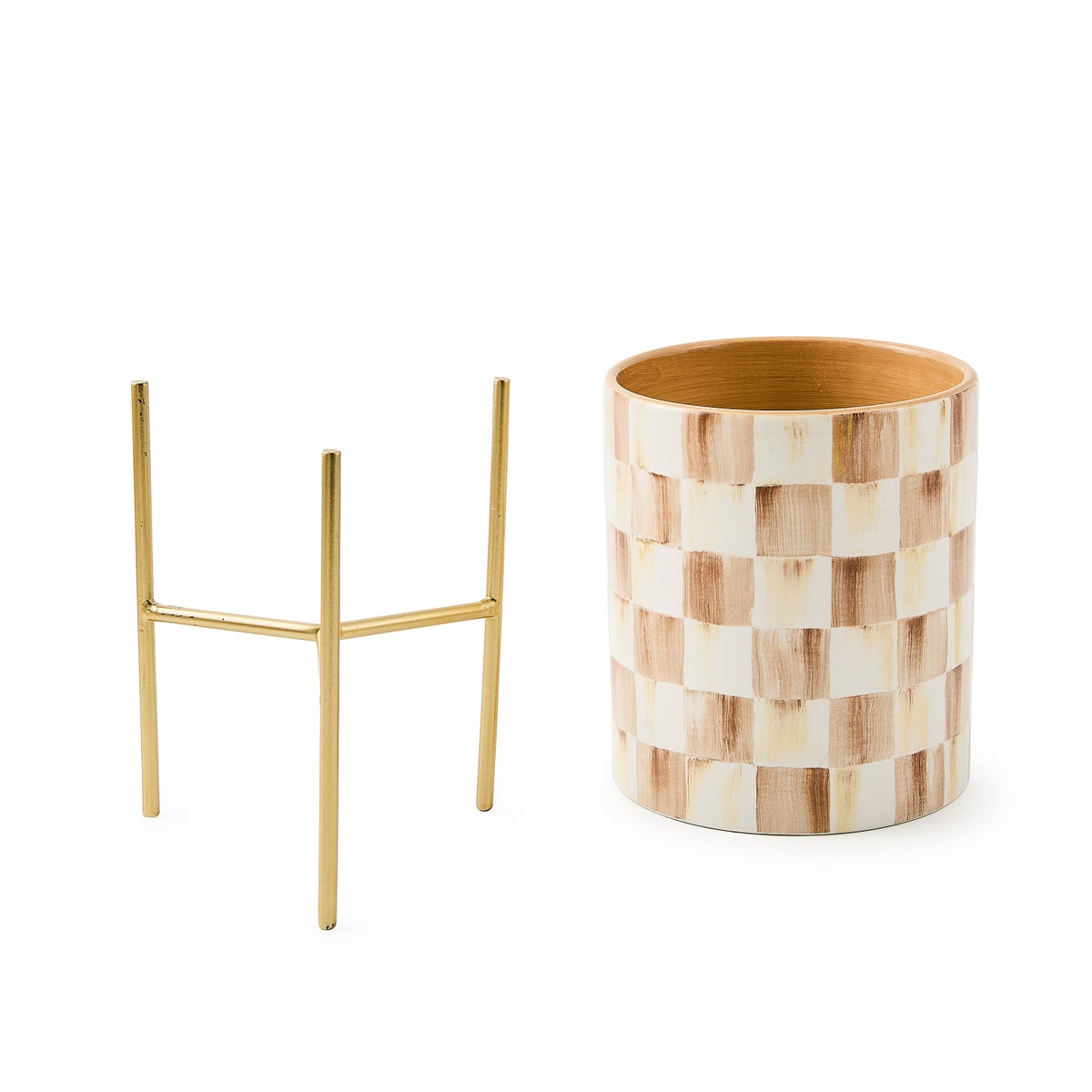Mocha Check Tabletop Planter - Image 3