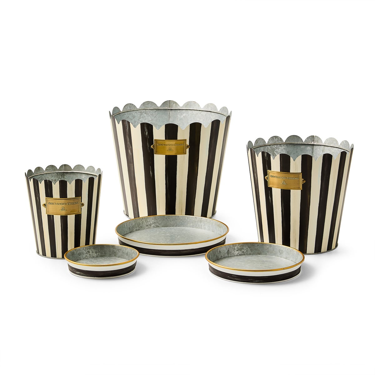 Courtly Stripe Pots & Saucers, Set of 3 - Image 3