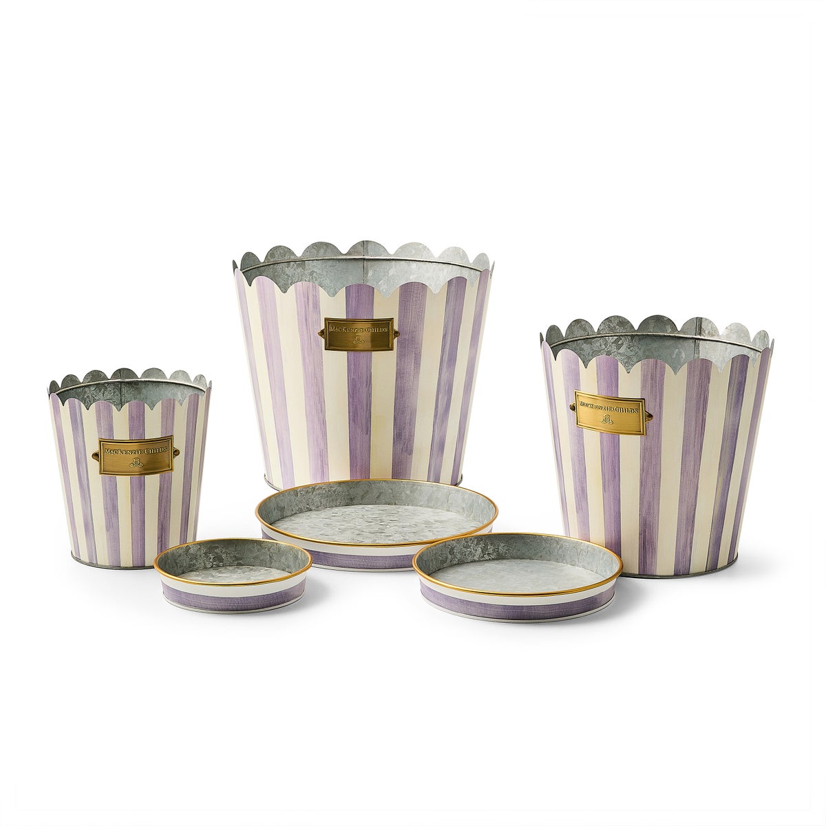 Violet Stripe Pots & Saucers, Set of 3 - Image 3