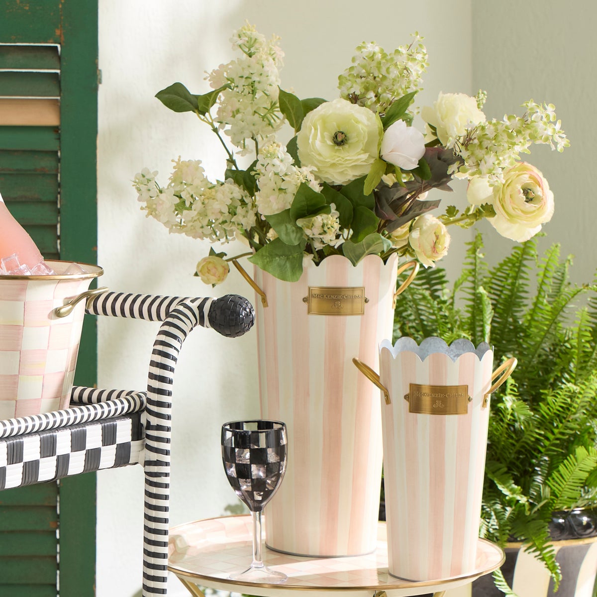 Rosy Stripe Flower Buckets, Set of 3 - Image 4