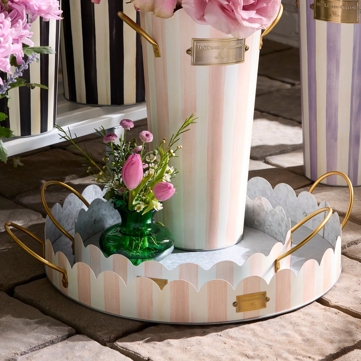 Rosy Stripe Serving Trays, Set of 2 - Image 3