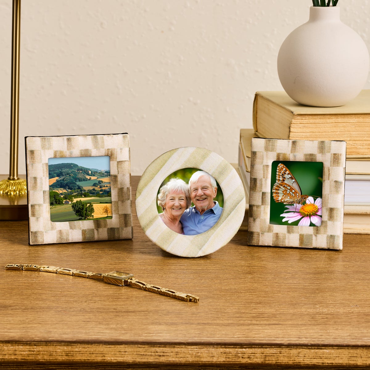 Mocha Fabric Frames, Set of 3 - Image 2