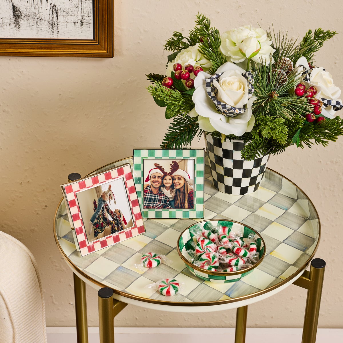 Cherry & Emerald Check Silver Plated Frames, Set of 2 - Image 2