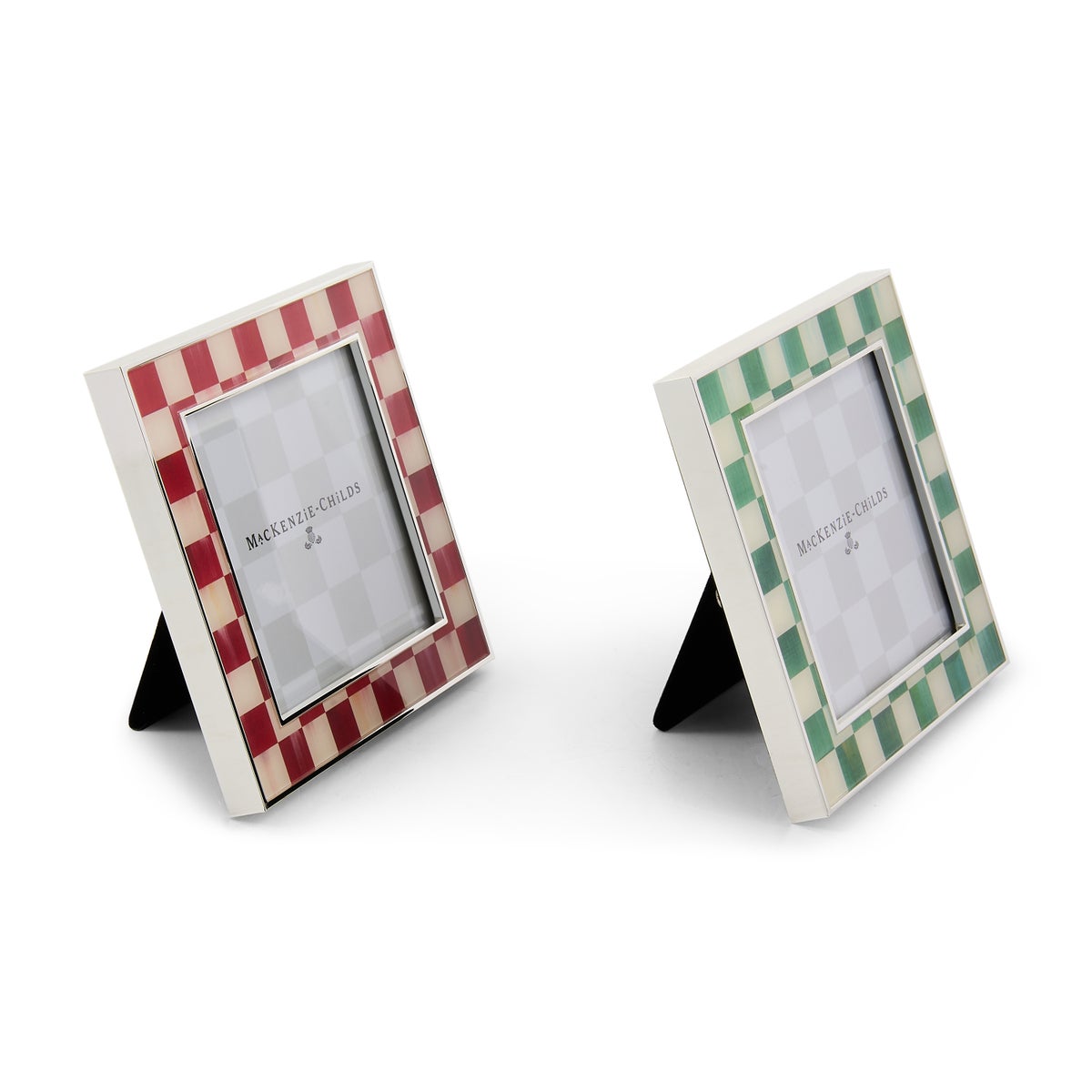 Cherry & Emerald Check Silver Plated Frames, Set of 2 - Image 3