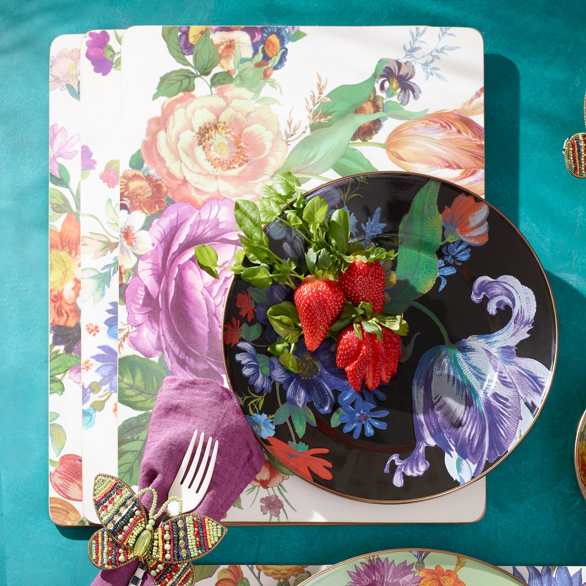 White Flower Market Placemats, Set of 4 - Image 6